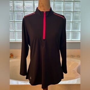 M - Adidas Black Long Sleeve Top with Pink Accents